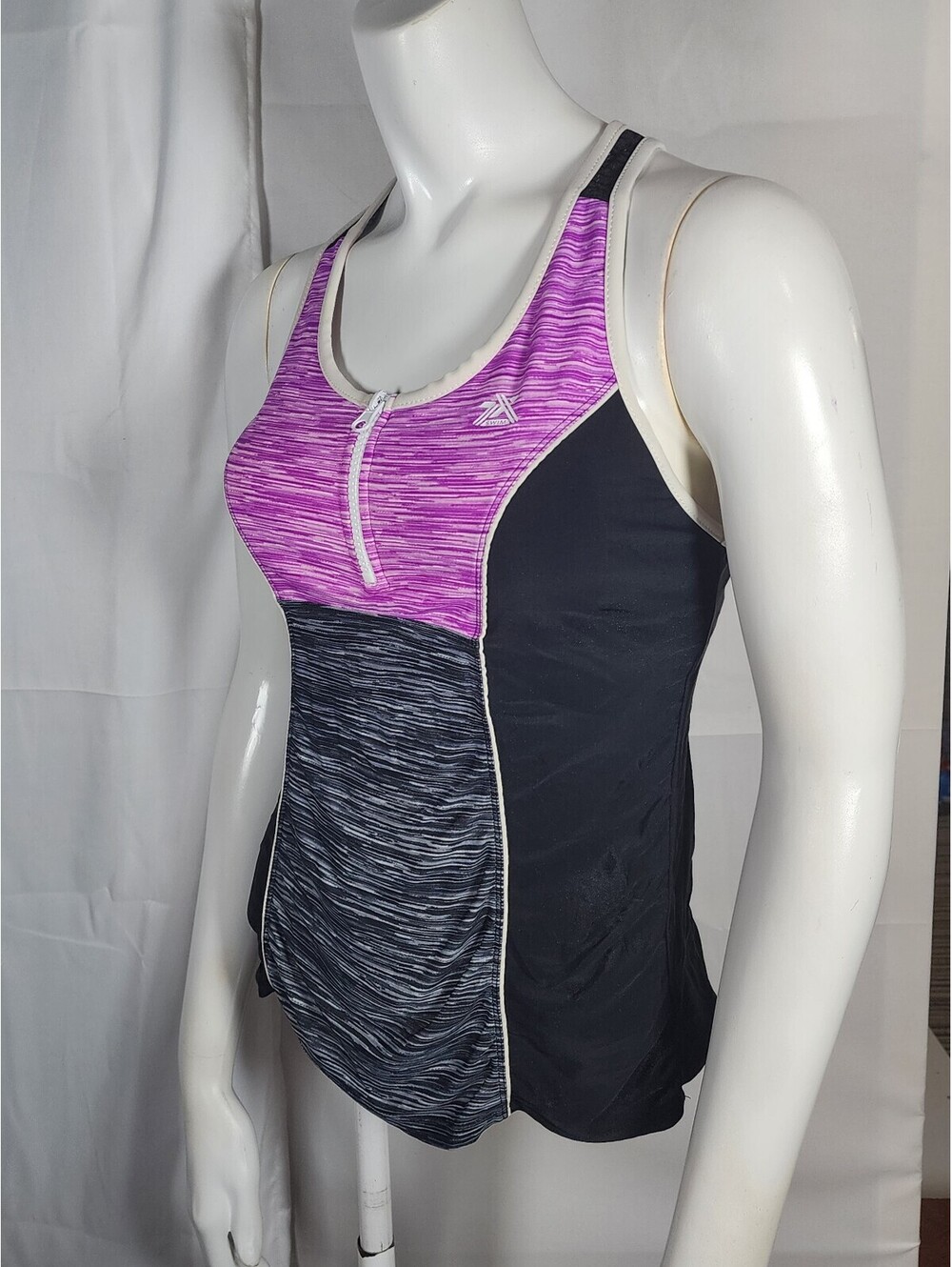 ZeroXposur Women's Swimwear Racerback Tank Top - Purple and Black, Size 6